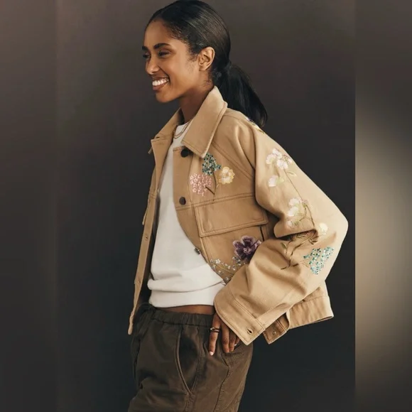 Anthropologie Floral Embroidered Jacket, SMALL NWT - Picture 4 of 4